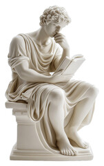 Fototapeta premium Statue of a philosopher in quiet thought, cut out - stock png.