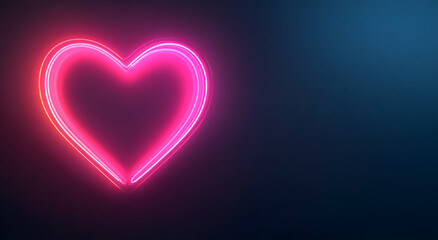 "Colorful Glowing Heart-Shaped Light Sign on a Black Background."

