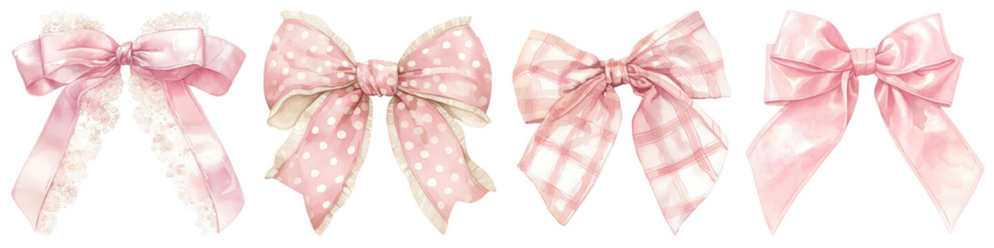 pink coquette bow png cut out element set