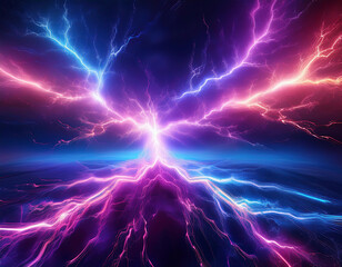 Blue and purple lightning on a dark background.