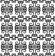 Seamless lattice black ornament on white background