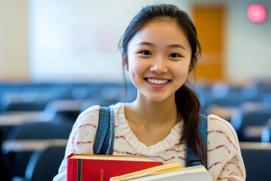 As college students of different races prepare to go to class for the new semester, the overall picture conveys a sense of confidence and youthful exuberance.