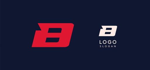 Wide bold red letter B, modern dynamic logo for business identity of technological, automotive and sports business. Vector illustration. © artyway