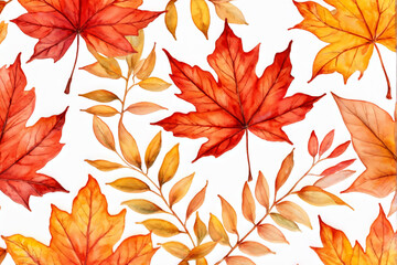 Vibrant Autumn Foliage Design with Bright Botanical Patterns