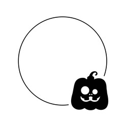 halloween pumpkin round frame, vector silhouette illustration