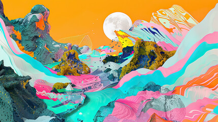 Abstract painting with vibrant colors dynamic modern art design nature inspired creative expression