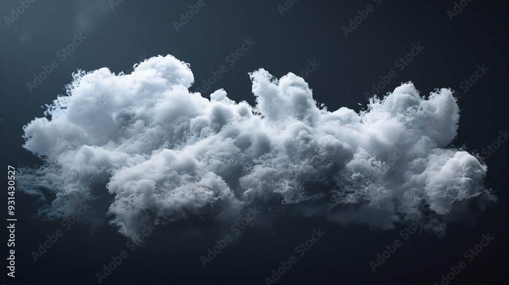 Aufkleber single cloud in air isolated on black background fog white clouds or haze for designs isolated on bl
