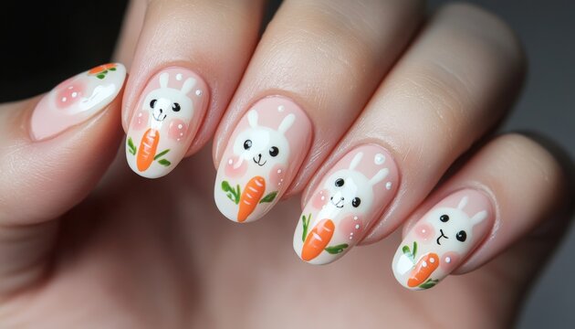 Cute Easter Bunny Nail Art.