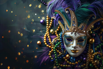 Beautiful greeting card with bright holiday composition for happy joy celebrate mardi gras