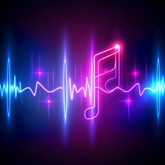 Fototapeta premium abstract emitting impulsive musical waves and lightning in colored neon radiation on a black background