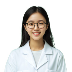 Scientist surgeon physician doctor pharmacist chemist  forensic young female Asian Chinese Japanese Korean transparent background