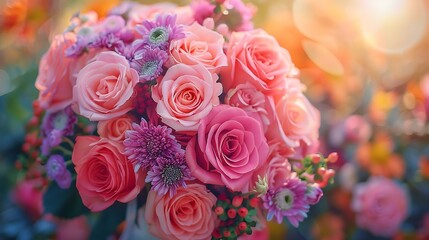 colorful quinceaera bouquet pink for decoration : Generative AI