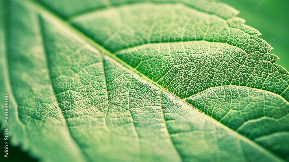Poster a macro picture of waves of green leaves with smooth curved lines and a natural elegance