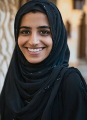 "Radiant Joy: The Smile of a Young Arab Woman