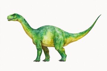 Naklejka premium Retro vintage watercolor illustration of a Brontosaurus dinosaur on a white background