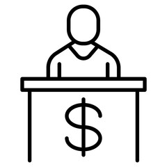 cashier desk line icon 