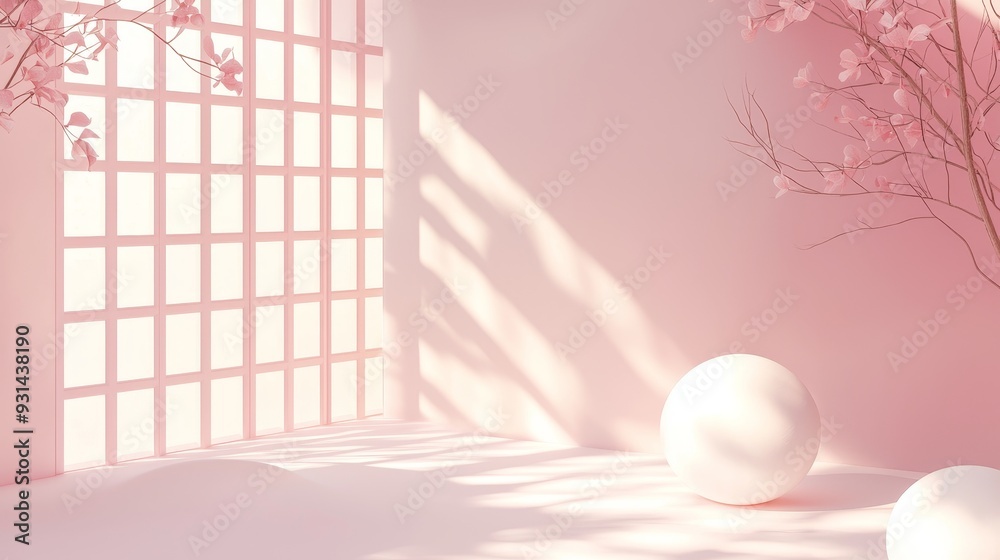 Poster the pink purple gradient interior with minimalist abstract interior design is ideal for creating cre
