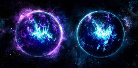 PNG background isolated on black with a blue and purple particle energy burst visual effect.