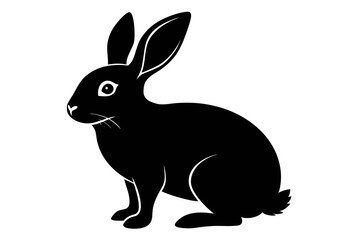 Beautiful domestic animal rabbit silhouette black icon vector art illustration 