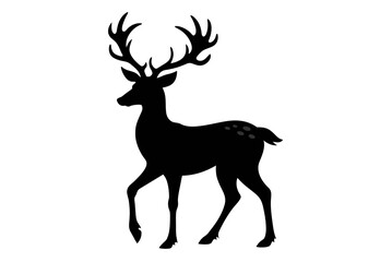  Beautiful wild animal reindeer silhouette black icon vector art illustration 