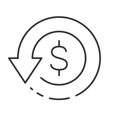 Dollar sign icon. cashback icon, return money, cash back rebate. Thin line editable vector illustration.