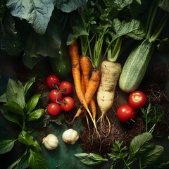 Fresh and organic vegetables in the farm