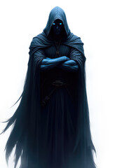Naklejka premium Mysterious Shadowy Assassin Character , dark fantasy aesthetic, high-detail illustration, epic fantasy artwork, character concept art, rich color palette, dark and gritty style.