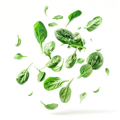 Spinach leaf on white background