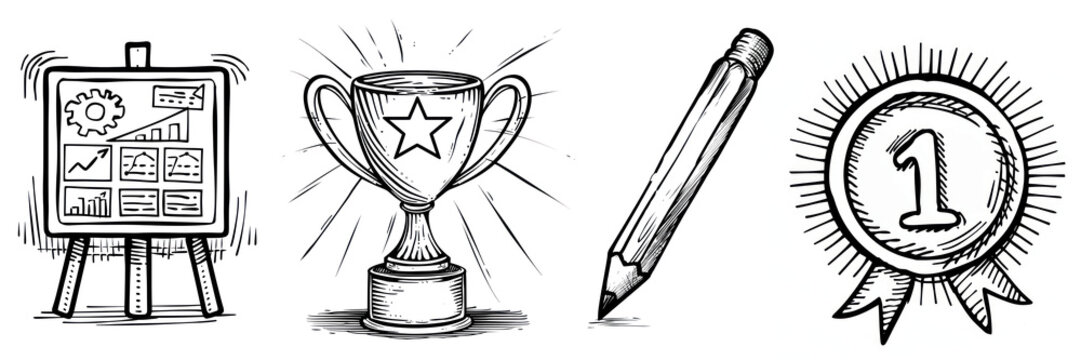 School doodles png cut out element set