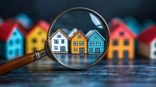 House Hunting Concept with Magnifying Glass