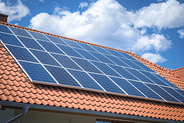 Generative ai on theme of solar cell panels in a photovoltaic power plant, eco renewable power