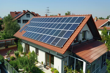 Fototapeta premium Generative ai on theme of solar cell panels in a photovoltaic power plant, eco renewable power