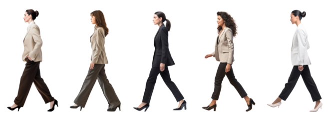 Walking businesswomen full body png cut out element set
