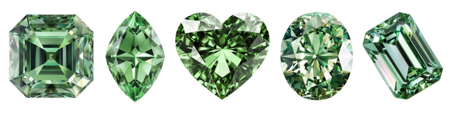 Green diamond png cut out element set