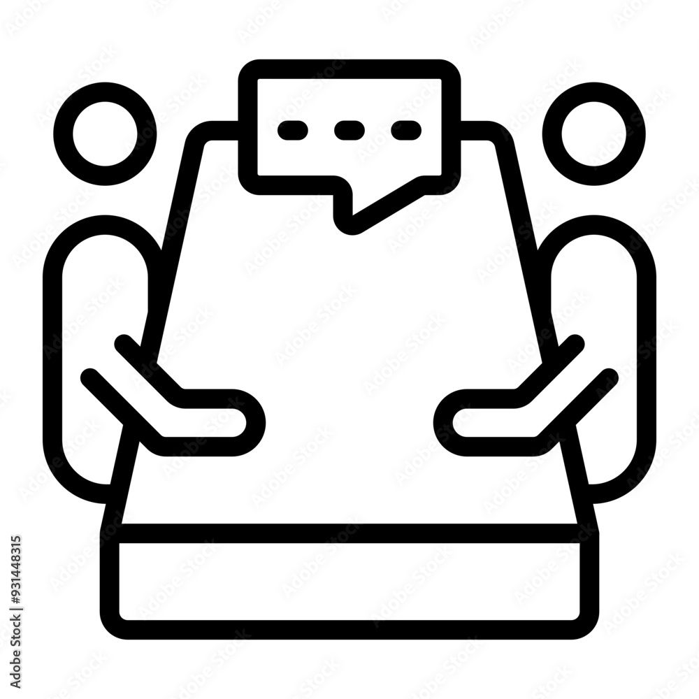 Sticker business meeting vector line icon