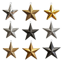 Obraz premium Star ornaments in a grid layout, cut out - stock png.