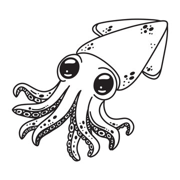 recommend clip art: Line art of squid cartoon vector