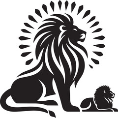 lion vector, lion black silhouette icon vector, Illustration vector 