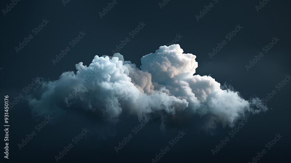 Poster single cloud in air isolated on black background fog white clouds or haze for designs isolated on bl