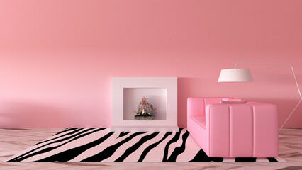Room interior with Wall Background. 3D rendering ,3D illustration	
