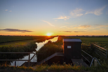 Sunset over the meadows of the Zuidplaspolder