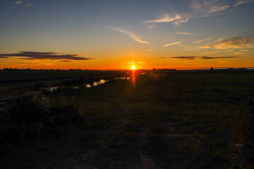 Sunset over the meadows of the Zuidplaspolder