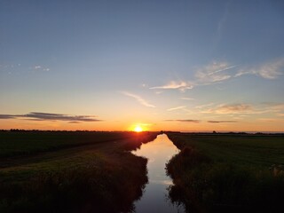 Sunset over the meadows of the Zuidplaspolder