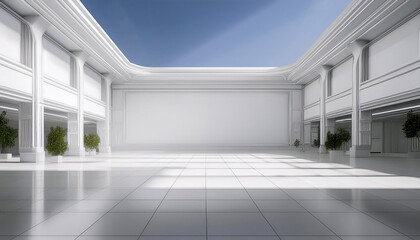 Obraz premium white simple convention hall blank space for yours design generative ai and with no background scene.Generative AI