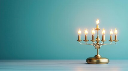 Fototapeta premium Traditional brass lamp, lit with multiple wicks, 3D illustration
