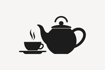 Tea house logo icon minimalist teapot with tea