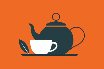 Tea house logo icon minimalist teapot with tea