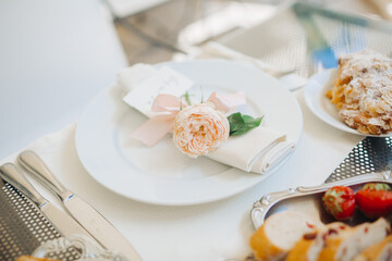 morning table setting with breakfast
