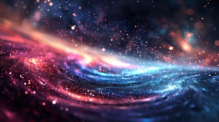 Obraz premium Technology light vector lines in galaxy background