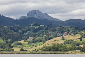 Mountains hills seen from Paseo de los Vencedores, Ribadesella, Asturias, Spain